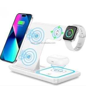 White 3 in 1 Wireless Universal Charging Dock Station.